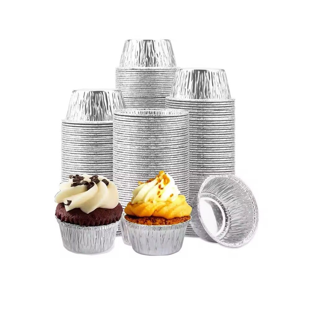 Aluminium Foil Disposable Baking Cups, Round Muffin Cupcake Tin Molds, 100 Pieces-image-3