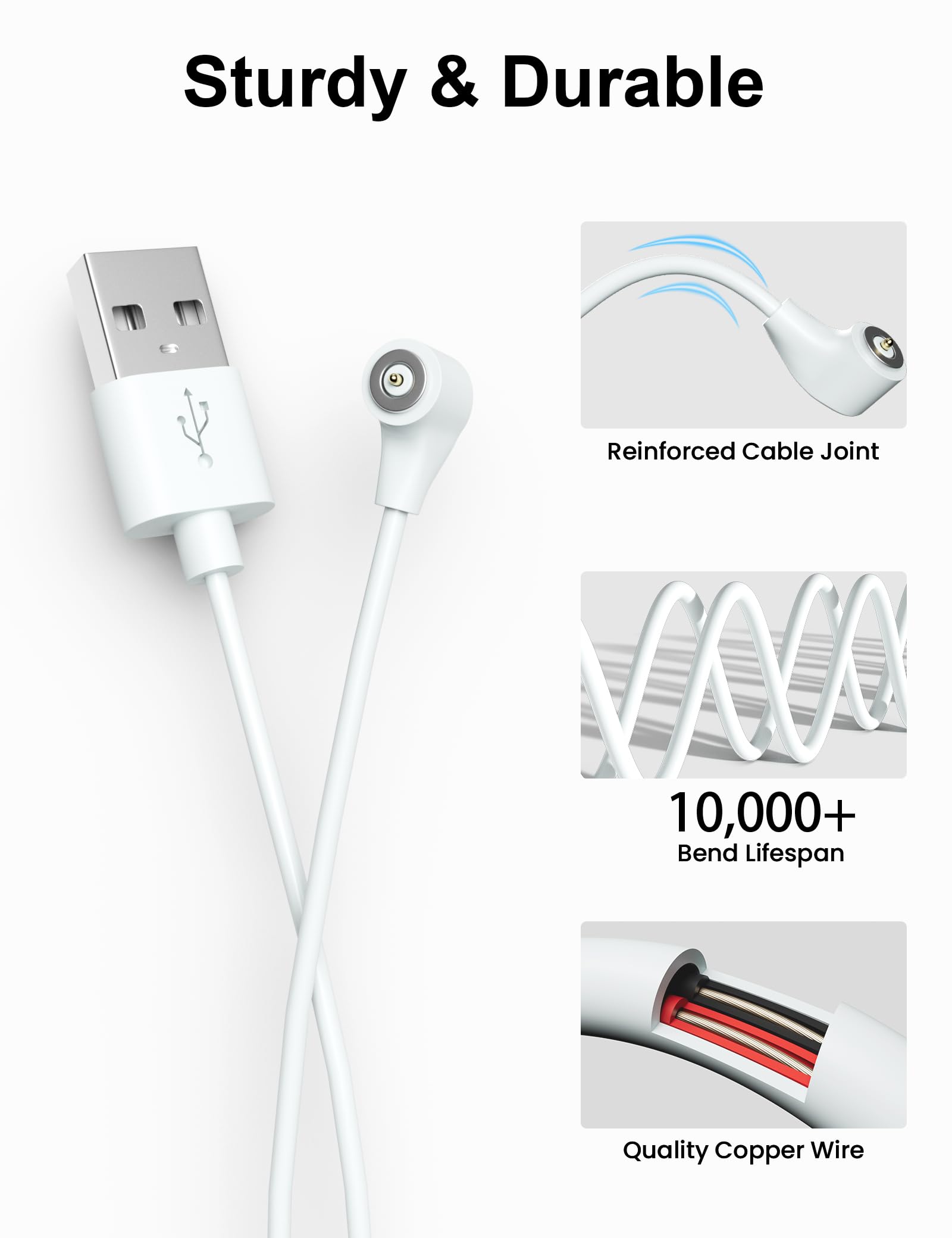 Statik 360 - Cable de carga magnético USB C, micro USB, puntas