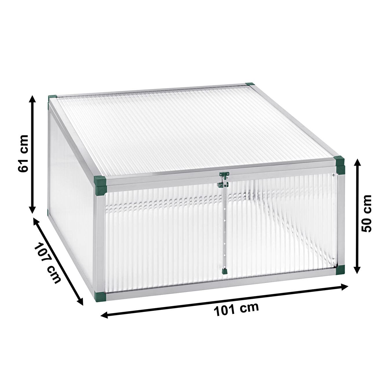 Beckmann FT3G1P Frühbeet Typ Allgäu Modell 3 Größe 1– Extrem Stabil: Hagelfeste 16mm Platten – Made in Germany – UV-Schutz—Premium Aluminium Mini-Gewächshaus – 101x107 cm