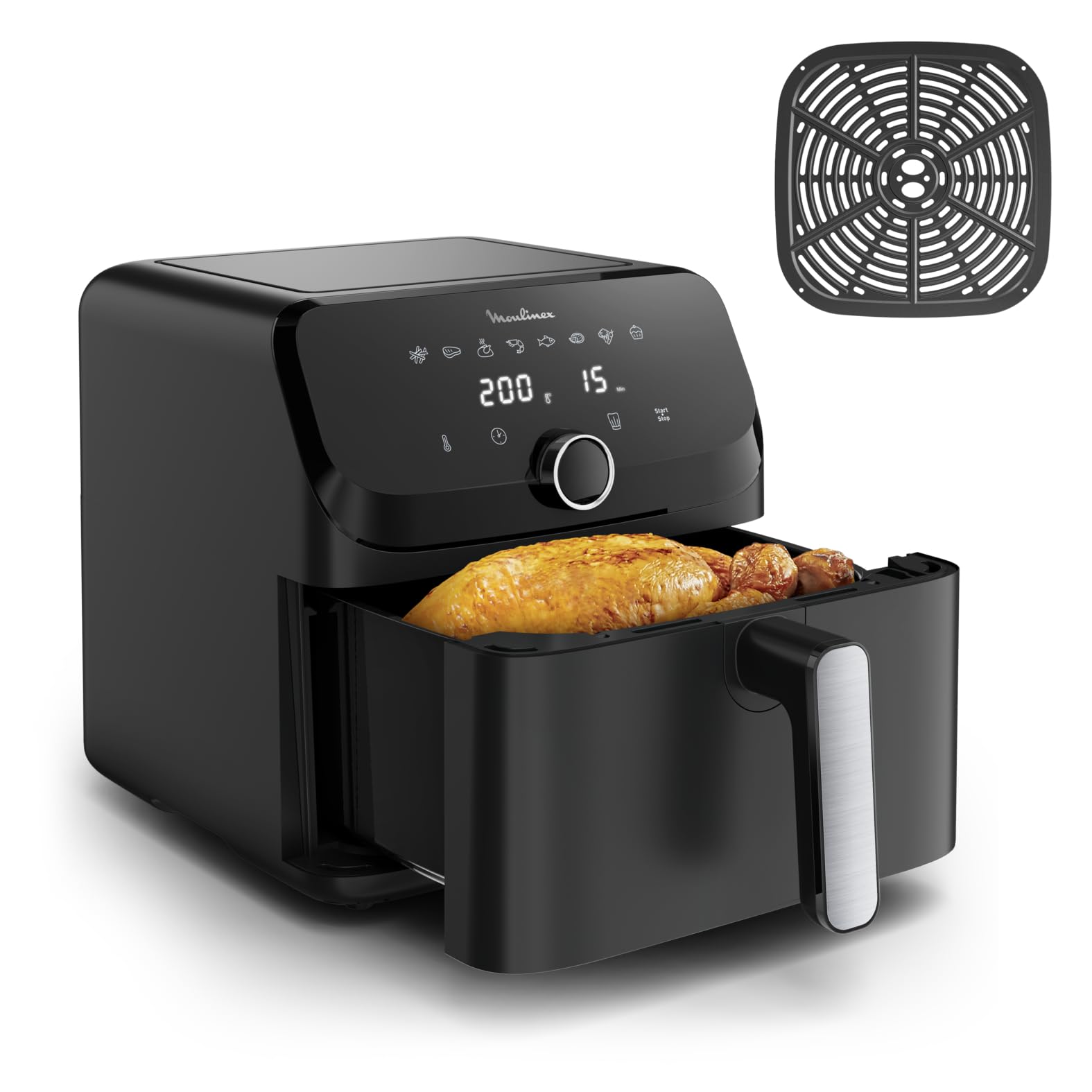 Moulinex Easy Fry Mega, Air Fryer XL 7.5 L, 8 Automatic Programs, Compact Design, Kitchen up to 8 Servings, Energy and Time Saving, Dishwasher Safe Parts, EZ8558F0