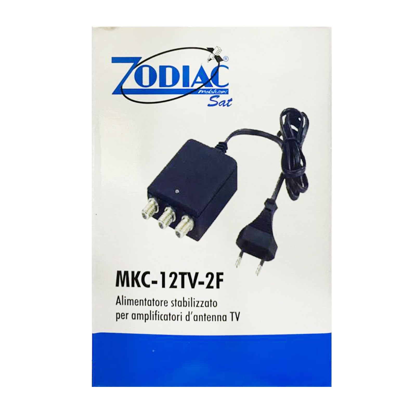 ZODIAC | Alimentatore Switching CATV 12VDC 300mAh con Connettore Tipo F, Efficiente e Affidabile per Dispositivi TV via Cavo