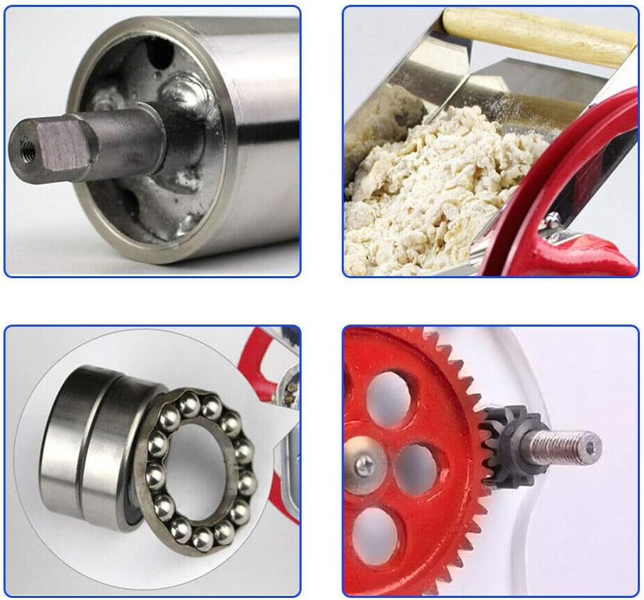 Commercial Pasta Roller Machine, Hand Crank Noodle Maker Adjustable Thickness Manual Dough Machine for Spaghetti Fettuccine Lasagne Dumpling Skin