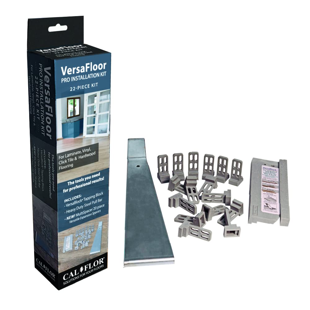 CalFlor KI75160 VersaFloor, Pro Flooring Installation Kit with VersaBlock Tapping Block and MultiSpacers Versatile Expansion Spacers for Wood, Laminate, Vinyl & Click Tile (VersaFloor)