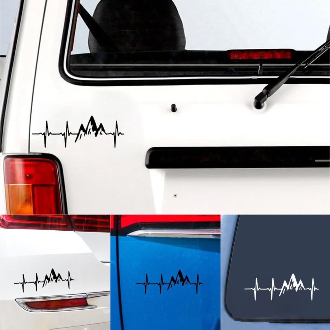 Adesivo Auto Per Parabrezza Battito Cardiaco, Nero, Lunghezza 51,8 Cm, Pellicola Autoadesiva Rimovibile Per Esterni - 3
