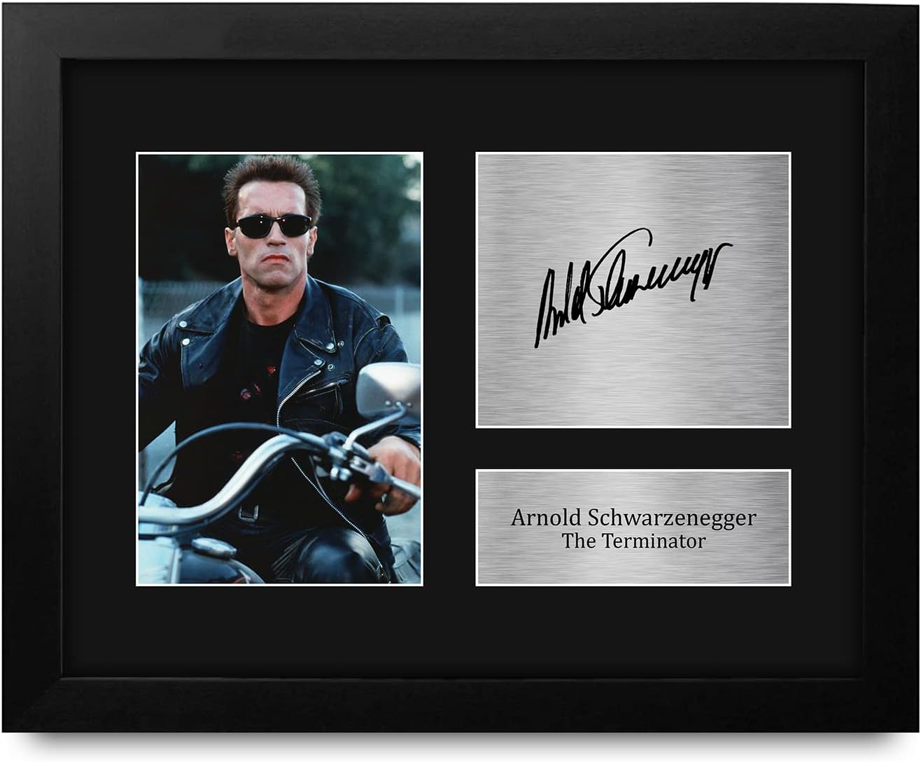 HWC Trading Arnold Schwarzenegger The Terminator Gifts USL Framed Printed Signed Autograph Picture for Movie Memorabilia Fans - US Letter Size