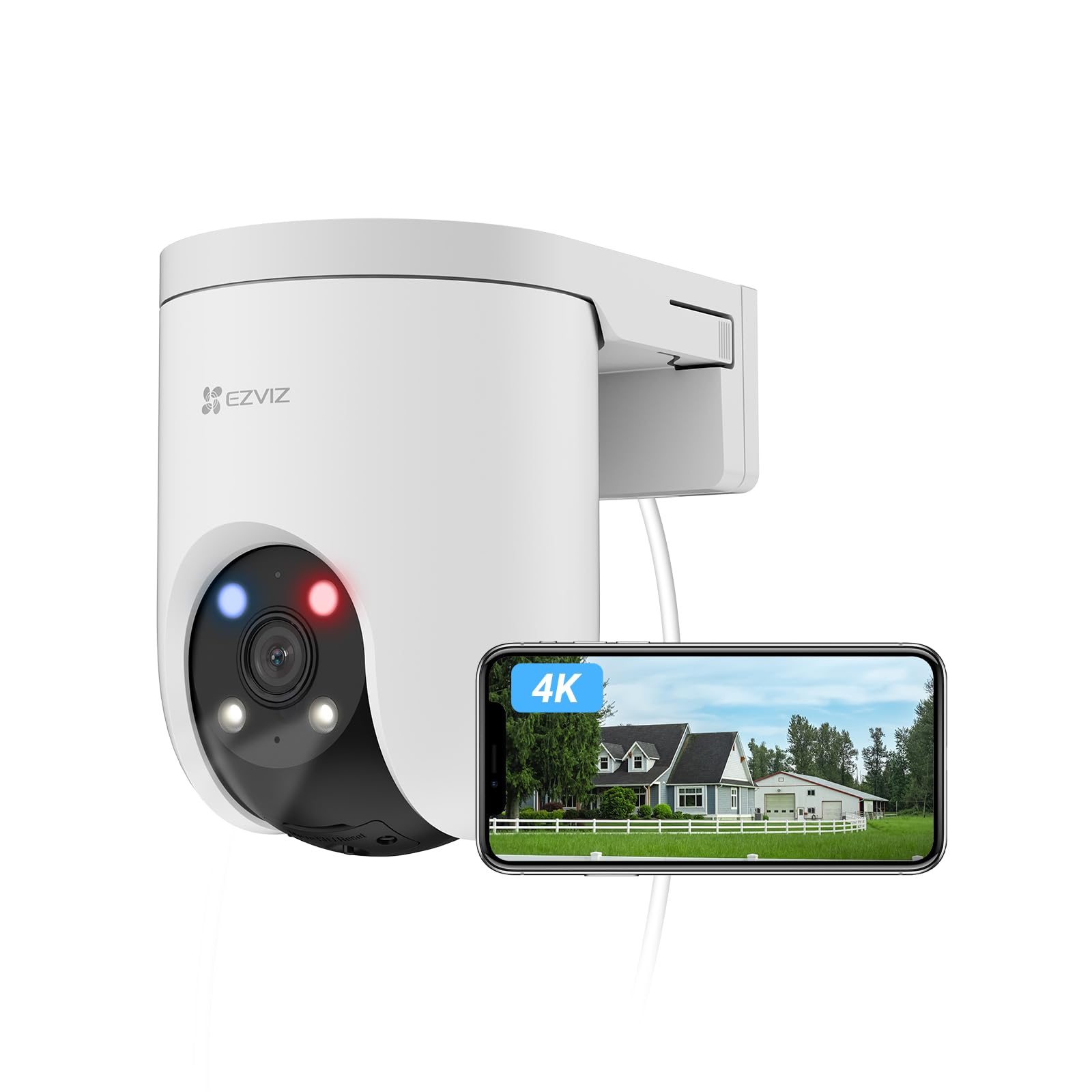 EZVIZ 4K Wi-Fi 6 Überwachungskamera Aussen, 2,4 & 5 GHz WLAN Kamera Outdoor, KI-Erkennung, Smart Tracking, Farbnachtsicht, Zwei-Wege-Audio, Wetterfest, MicroSD-Karte Bis zu 512 GB, H8c Pro 4K