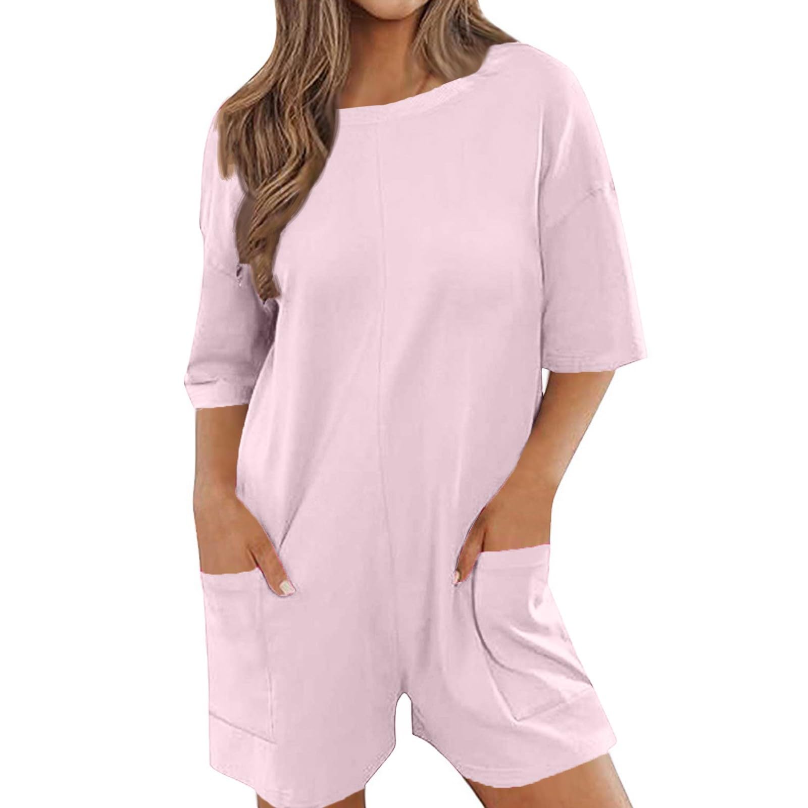 Summer Rompers for Women 2026 Spring Flowy Dressy Casual Cotton Jumpsuits Beach Comfy Linen Athletic Overalls