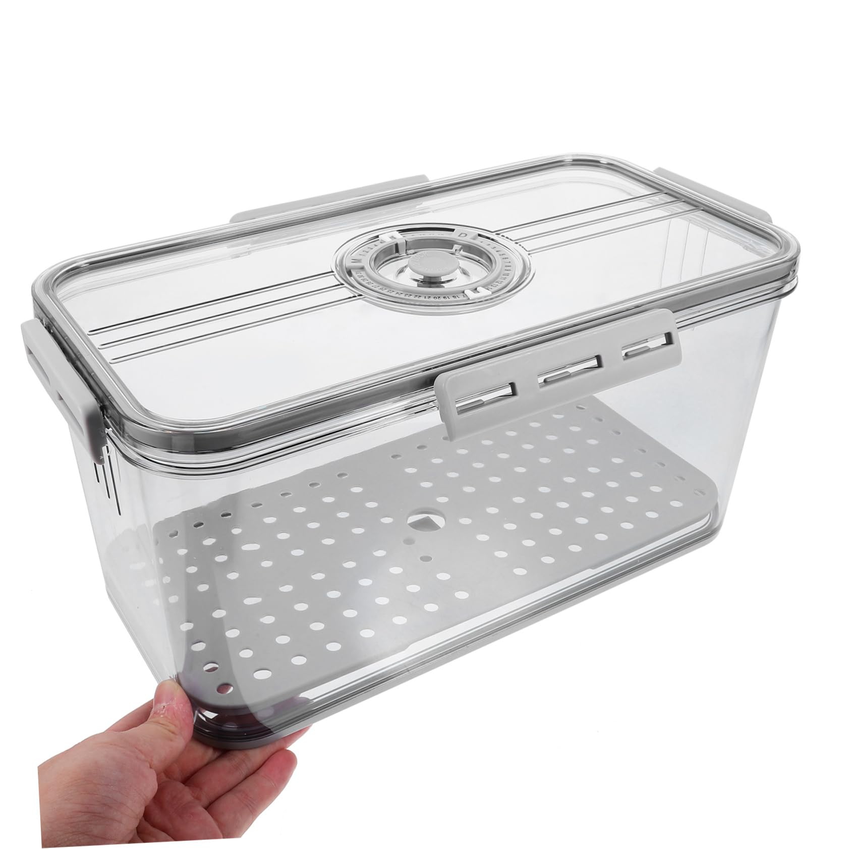 PRETYZOOM Kunststoff Aufbewahrungsbox mit dichtem Verschluss und Abtropfschale lebensmittelechter Frischhaltebehälter für Brot und Obst in Küche oder Schrank