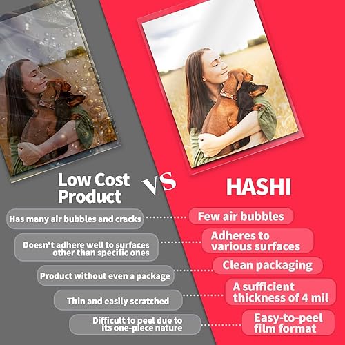 Miniatura 2 de HASHI - Hojas de laminación autoadhesivas (100 hojas), bolsas, sin necesidad de máquina, sin calor, tamaño carta, 9 x 12 pulgadas