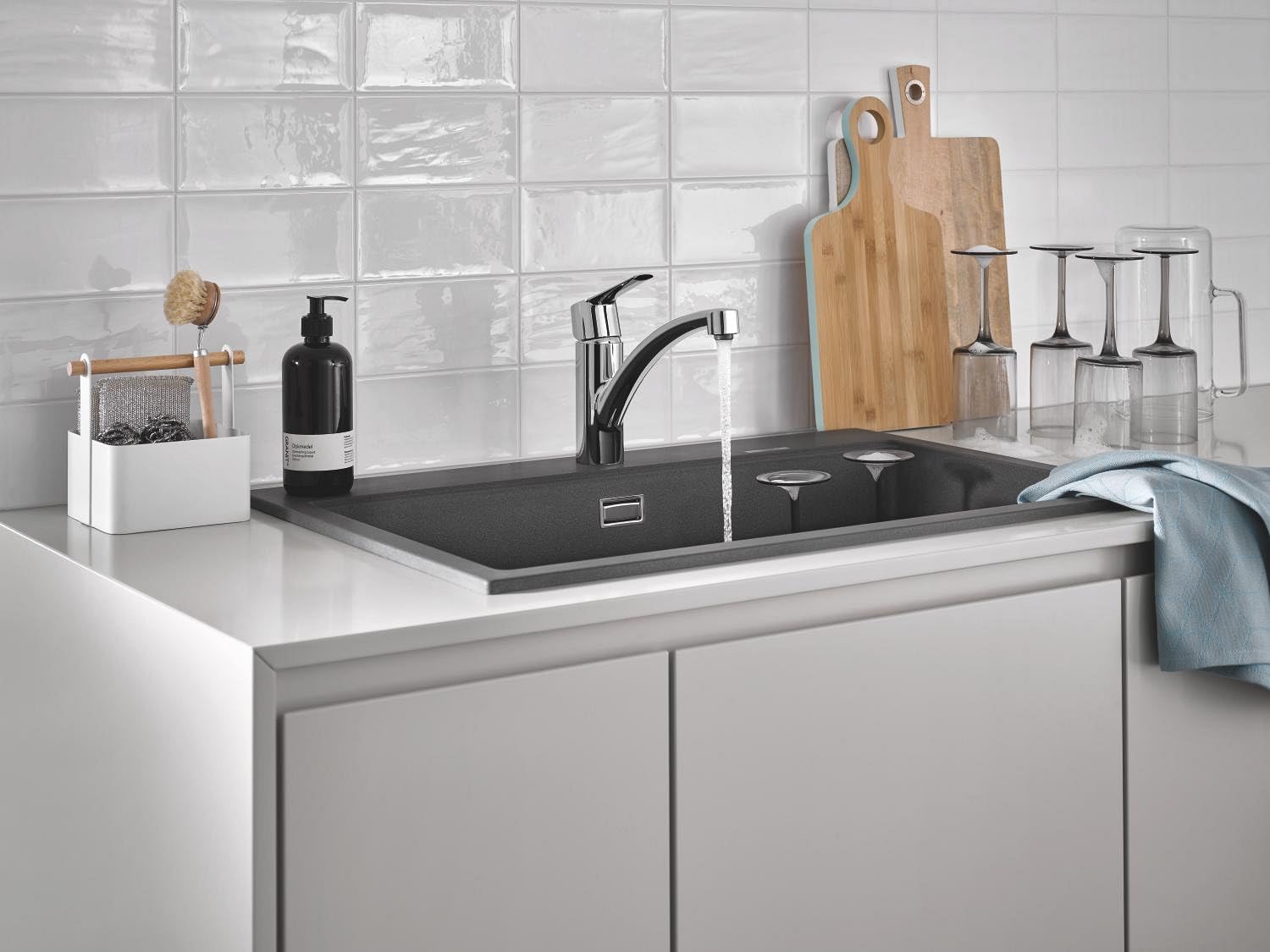 GROHE QUICKFIX Start Rubinetto Miscelatore Monocomando per Lavello, Cromo, Bocca girevole, Strumento di Installazione Incluso