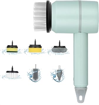 Elektrikli Spin Scrubber, Elektrikli Y kay c , 6 De i tirilebilir Temizleme F r as  Ba l kl  Elektrikli Y kay c , Elektrikli Temizleme F r as , Banyo/Lavabo/Pencere/Ocak i in Elde Ta nabilir