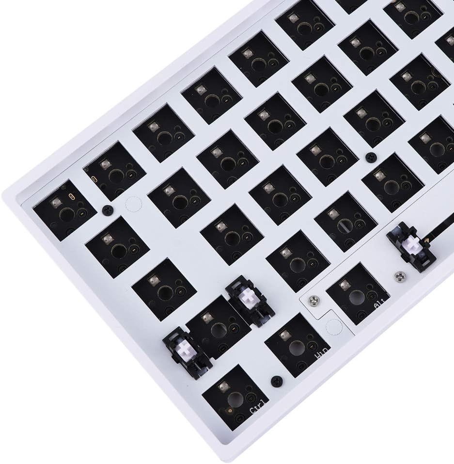 Limited Discount EPOMAKER GK61X RGB Hotswap Custom DIY Kit for 60% Keyboard, PCB Mounting Plate Case (GK61X White)