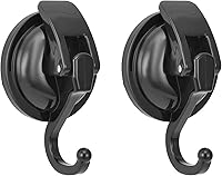 Heavy Duty Suction Cup Hooks 2-Pack - No Drill, Removable, 11lb Hold for Bathroom Towels, Kitchen Utensils, Black