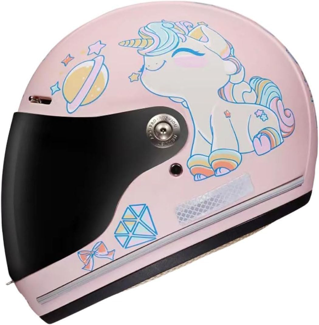 DOT Approved Kids Full Face Motorcycle Helmet with Visor, Cute Boys Girls Racing Moped Motocross Helmet for Youth Child Kids, ATV Street Go-Kart Dirt-Bike Electric Scooter Helmet,Pink a