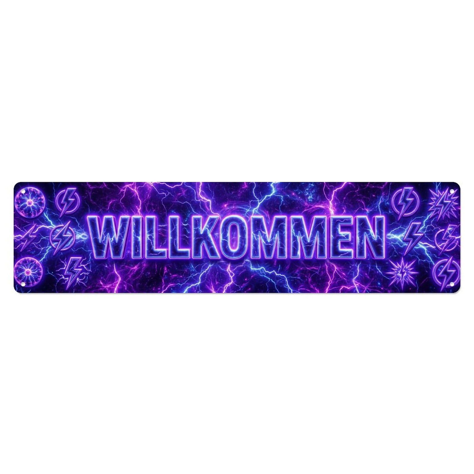 Neon Plasma Energy Electric Welcome Metal Tin Sign