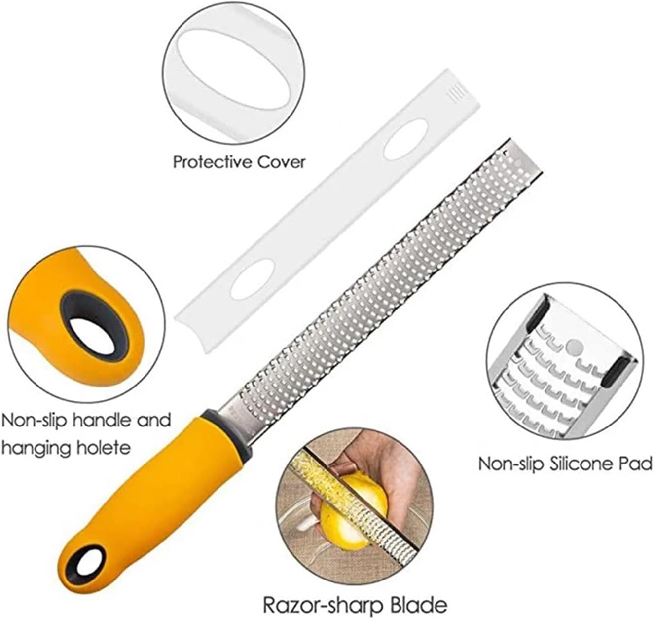 Lemon Zester Cheese Grater Parmesan, Lime, Ginger, Garlic, Chocolate, Vegetables Fruits Kitchen Tools(Yellow)