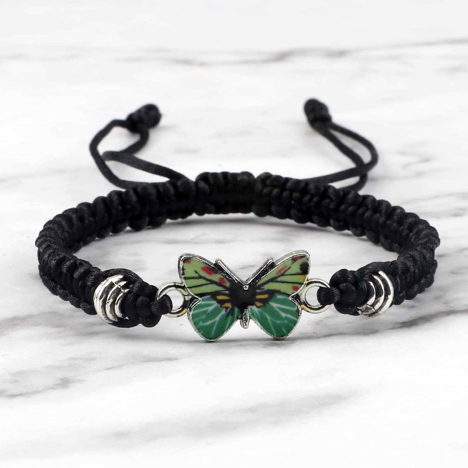 WZGWDC Pulseras con Colgante de Mariposa Trenzadas Hechas a Mano, Brazalete para Mujer, Pareja, Pulsera, niña, joyería de Mano, Regalo, Verde Claro-Verde