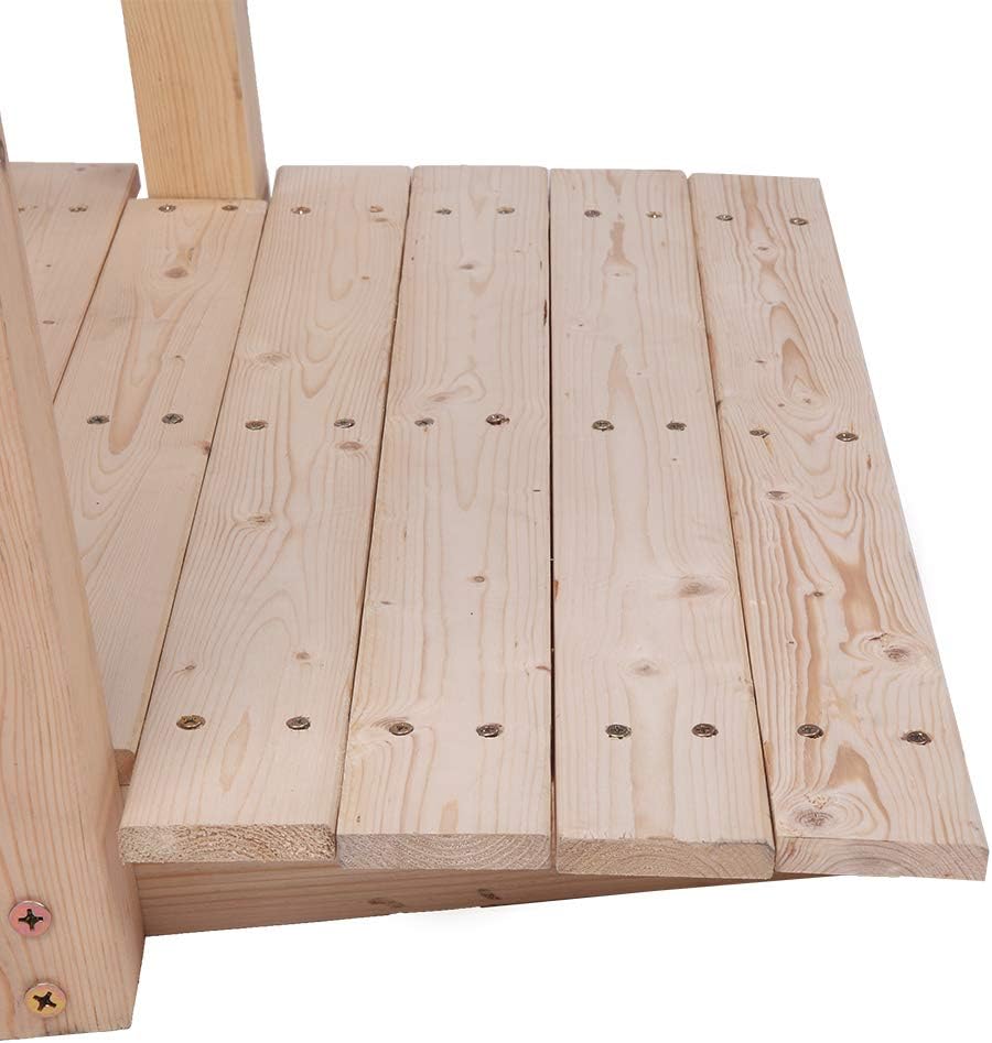 5 ft Garden Bridge for Outdoors, Wooden Bridge Pathway with Safety Rails Decorative Pond Landscaping, Small Wood Walkway Landscaping, Backyard, Creek or Farm, Stained Finished (Natural)