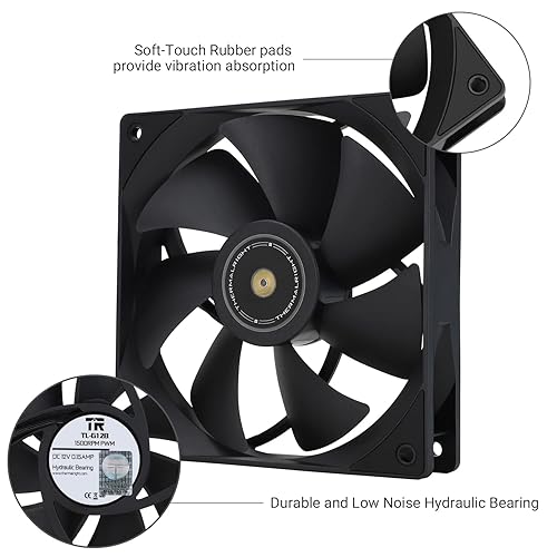 Miniatura 4 de Thermalright Ventilador de CPU TL-G12 de 4.724 in, ventilador de carcasa de computadora, ventilador silencioso de PC PWM de 4 pines, 1500 RPM,