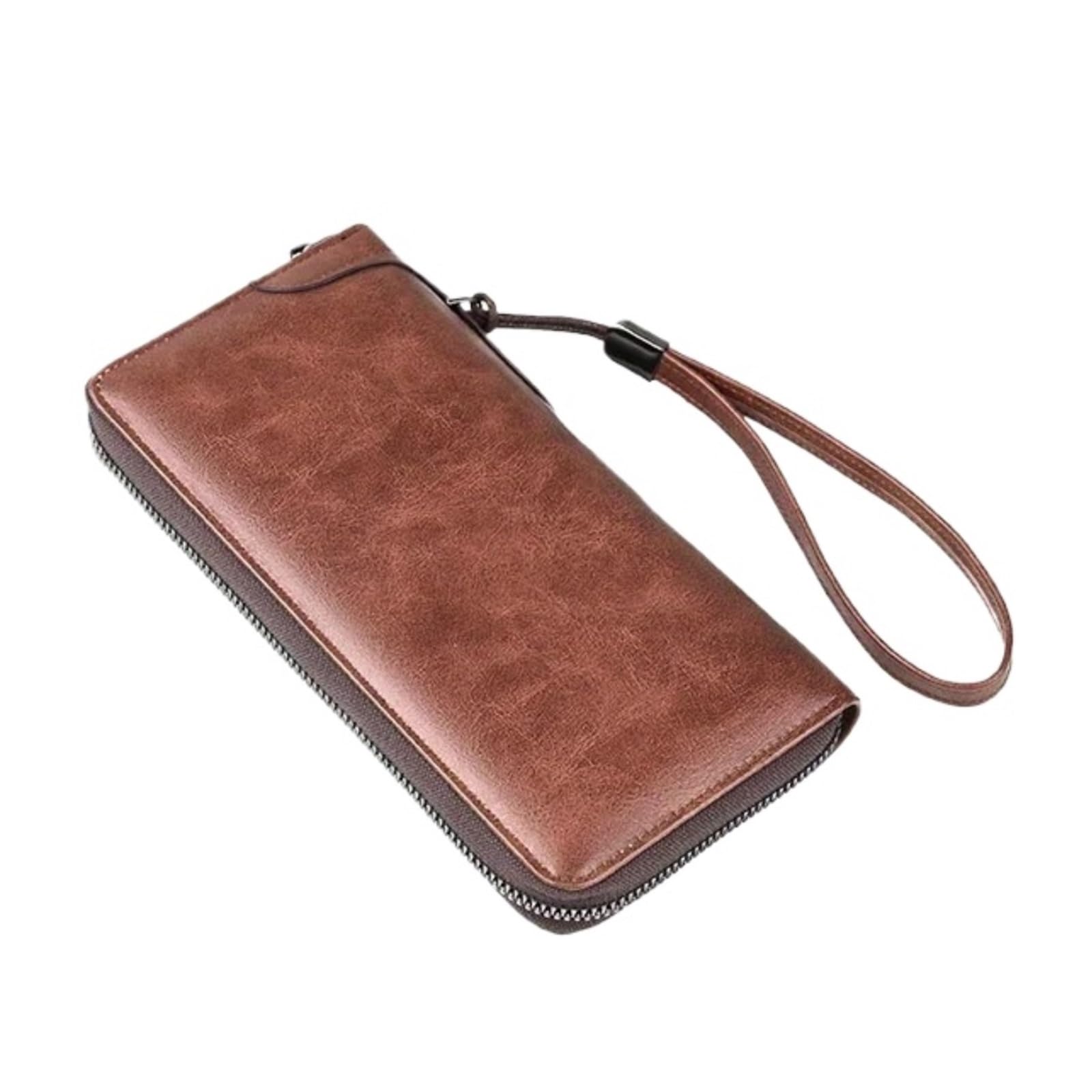 Genérico Borsa porta carte di credito con pochette da lavoro cerniera lunga(Dark brown)
