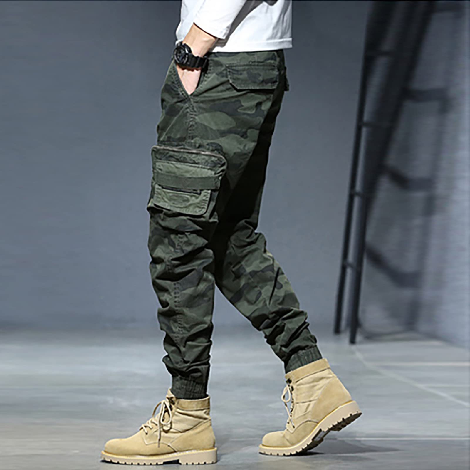 SRZYMJ Cargohosen Für Herren Jogginghose für Freizeithosen Outdoor Kleidung Trainingshose mit reißverschluss sporthosegröße Fitness Sweathose Softshellhose Thermohose Winter Trekkinghose Grün