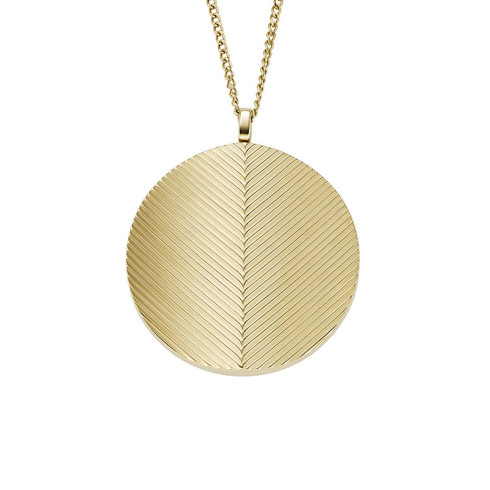 Fossil Women's gold tone Stainless Steel with lobster clasp closure Round pendant necklace