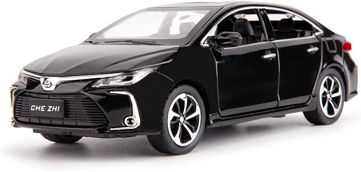 BDTCTK Compatible for 132 Corolla Model Car, Zinc Alloy Pull Back Toy Car with Sound and Light for Kids Boy Girl Black