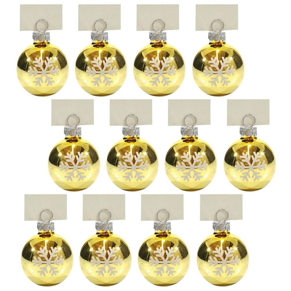Segnaposto pallina di natale oro con biglietto scrivi il nome cm 4 in vetro soffiato set da 12 pezzi eleganti particolari e moderni