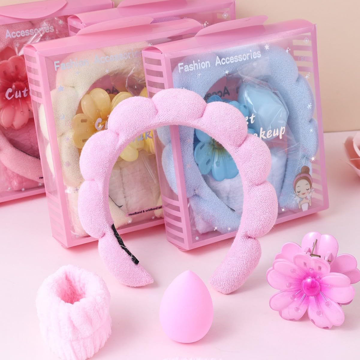 Diademas de spa para lavarse la cara, maquillaje, cuidado de la piel, diadema para mujer, diadema de belleza facial de burbujas, diadema de toalla de ducha hinchada — view 2