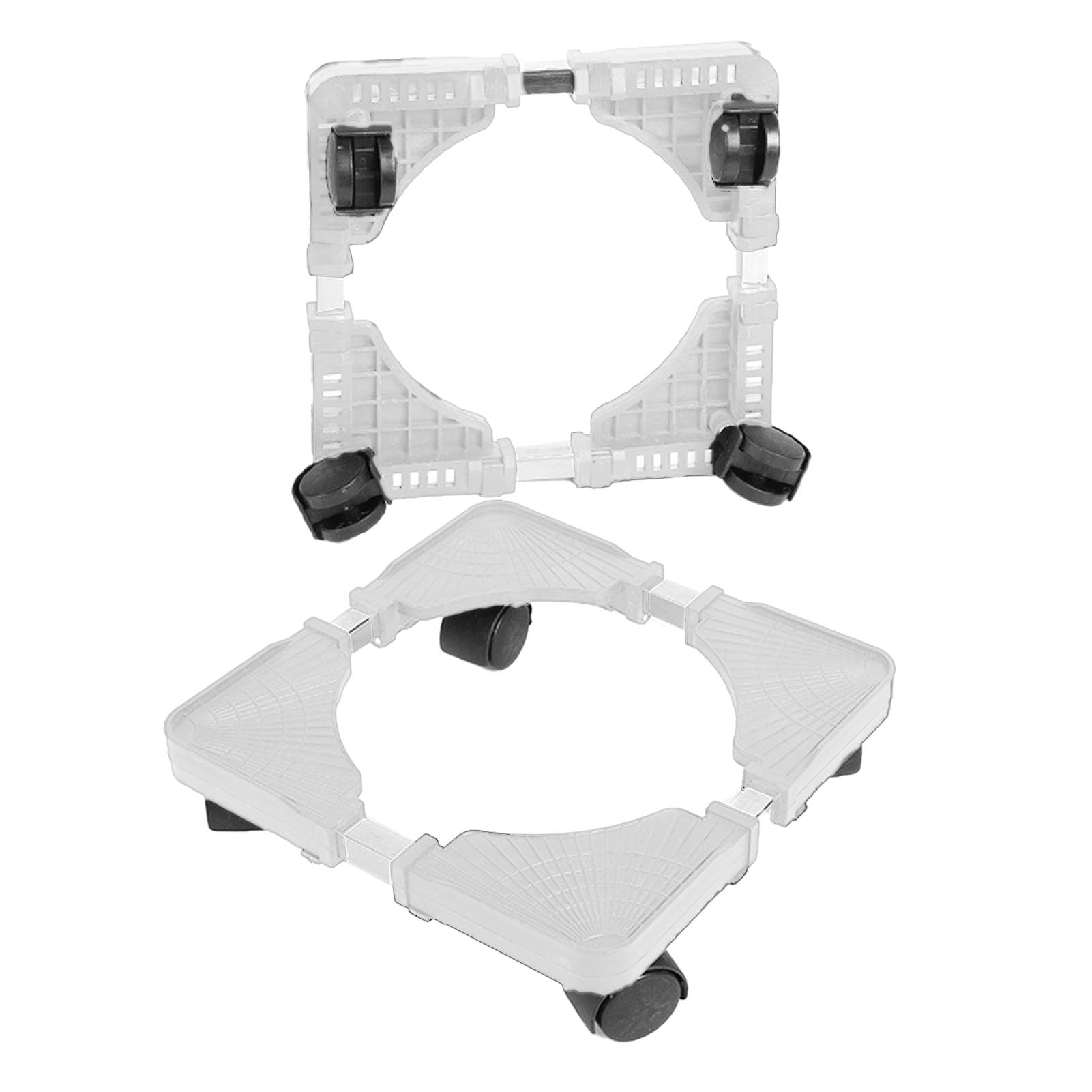 Support de Plantes à roulettes réglable et Universel avec roulettes pour Pot de Fleurs, pour Maison, Jardin, Cour, Plastique, 600 g (Blanc)