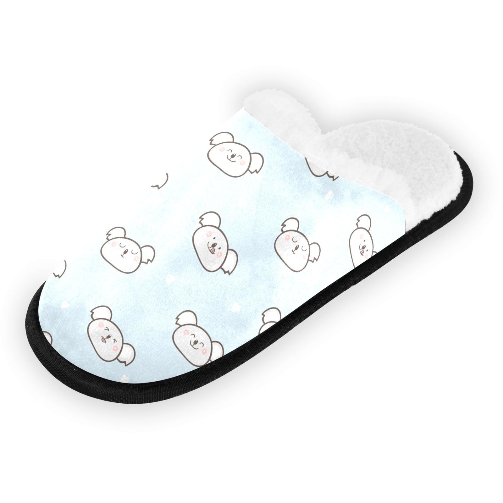 Ajusmeau Hearts Koala Bear Face Cozy Slippers for Women Men Indoor Washable Fuzzy House Shoes with Anti-Skid Sole