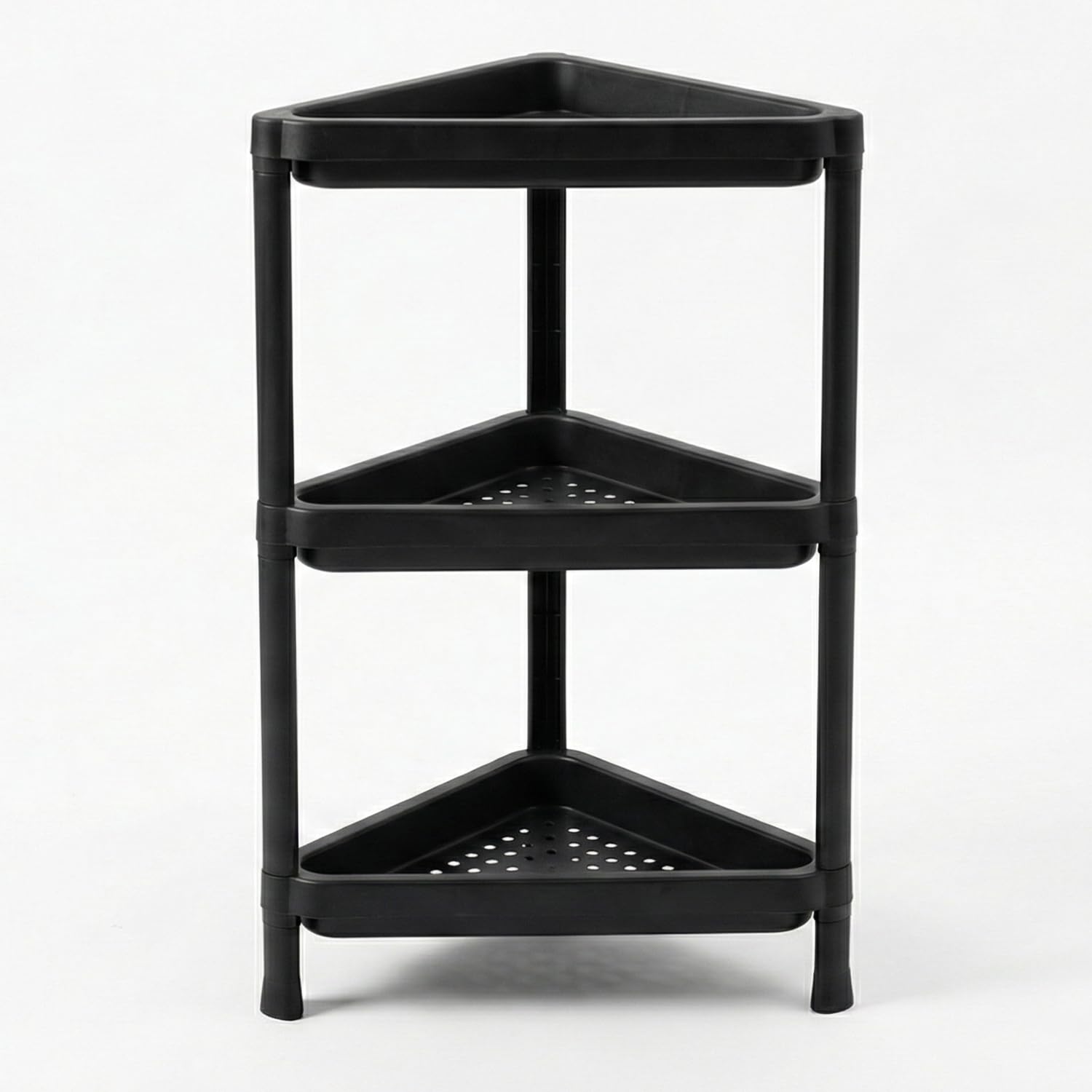 DIVCHI 3 Tier Triangle Storage Rack Utility Cart Corner Storage Shelving Organizer for Kitchen Laundry Narrow Space Rack Space-Saving Bathroom Bedside Shelves (Black)