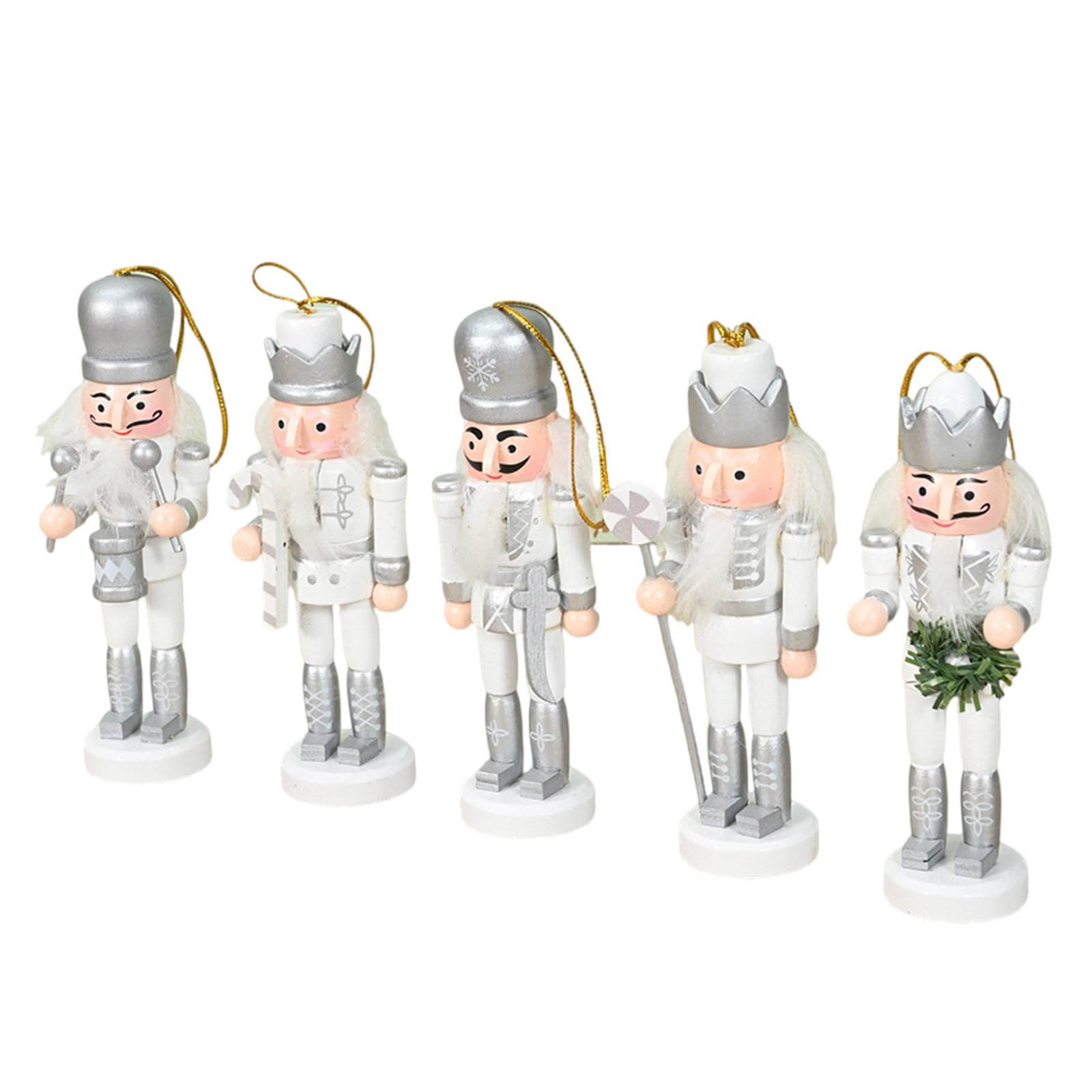 5pcs Nutcrackers Figures Dolls Wood Pendant Ornament Holiday Hanging Charm Festival Embellishments Party Supplies Wood Nutcrackers Pendants