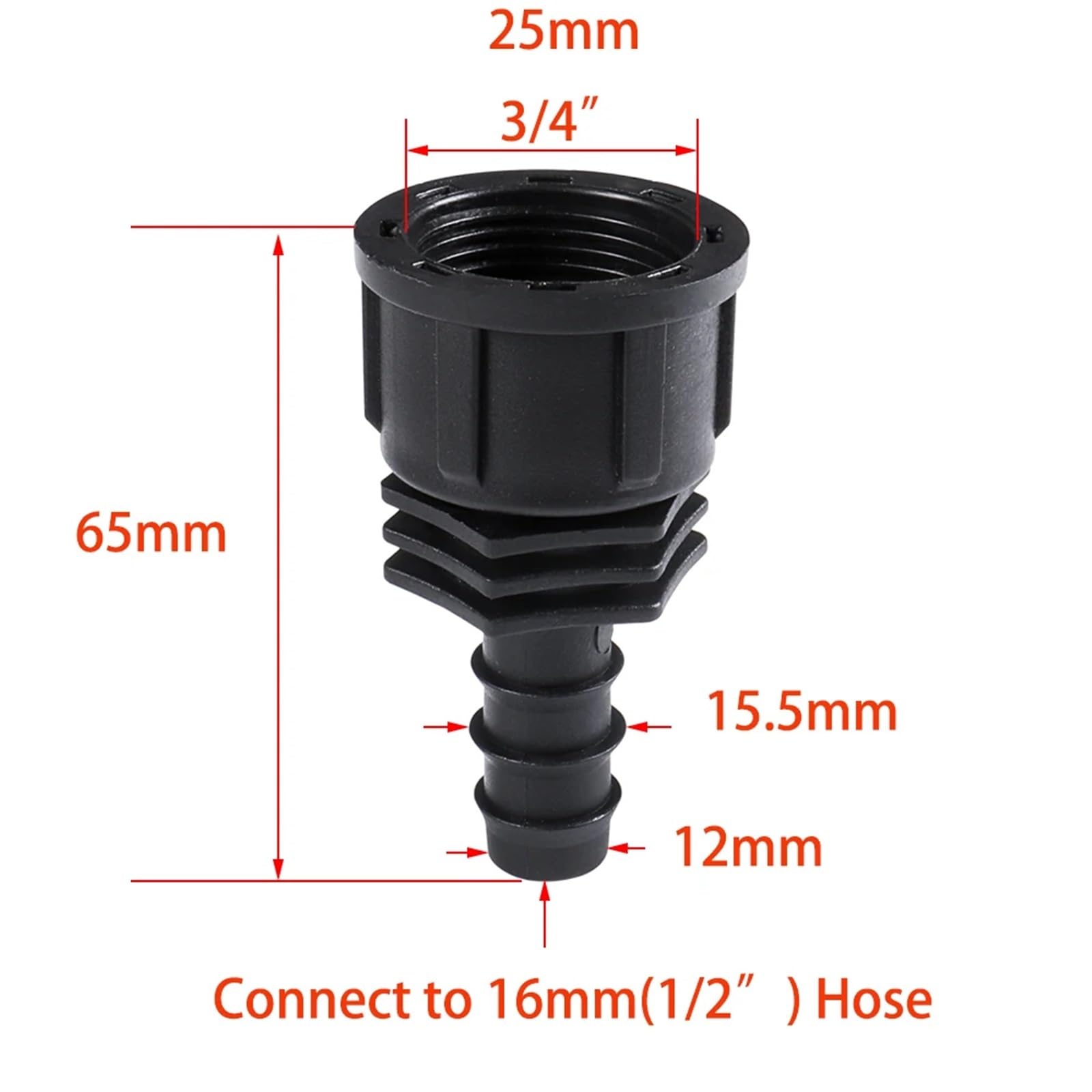 8 connettori per tubo da giardino, 16 mm, 20 mm, 25 mm, filettatura