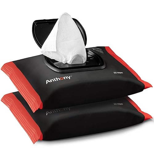 Anthony Toallitas exfoliantes y rejuvenecedoras glicólicas  Paños de limpieza facial para hombre para limpiar e iluminar la tez  Refinamiento suave