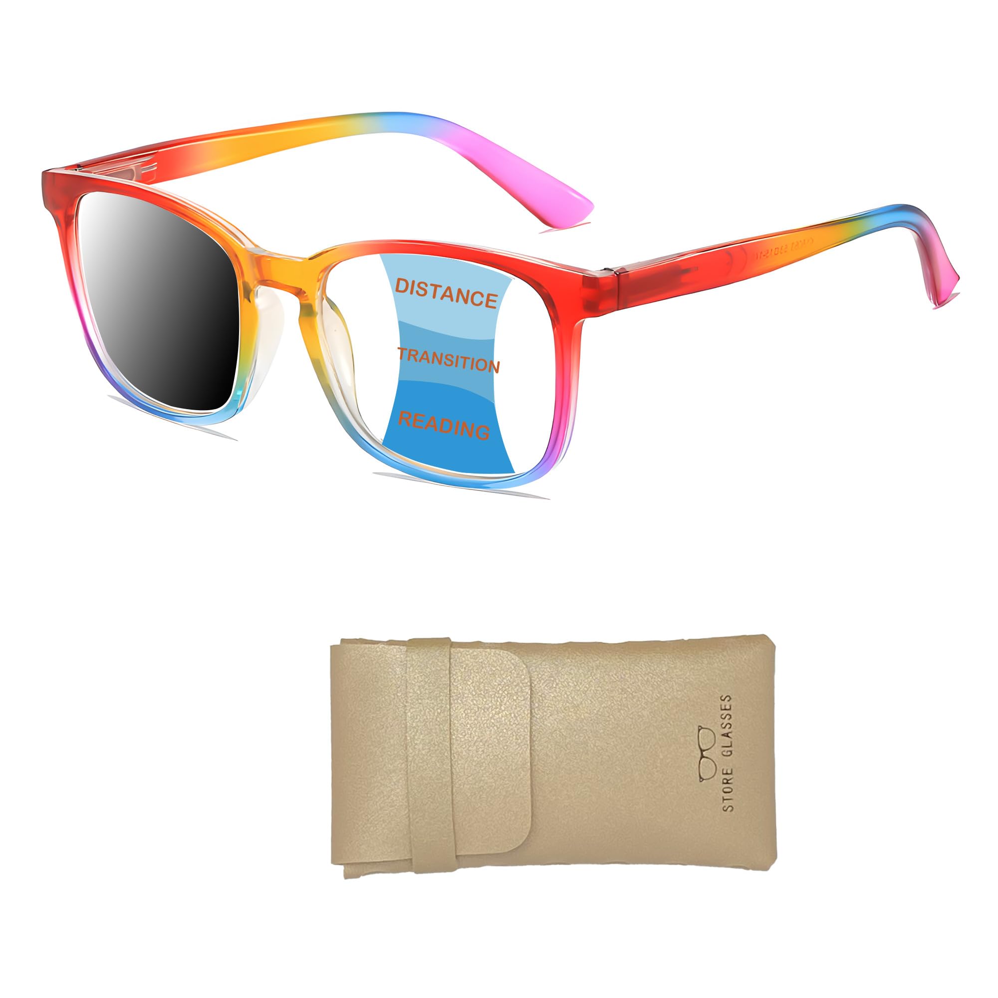 HOOBAY Photochromic Progressive Multifocus Reading Glasses Women, UV Protection Transition Sunglasses Anti-blue Light Readers