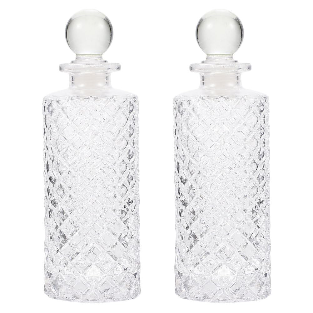 Healifty 2Pcs 150ml/5Oz Glass Diffuser Bottles Decorative Reed Diffuser Bottles with Lids Essential Oil Jar Empty Perfume Containers (Transparent)