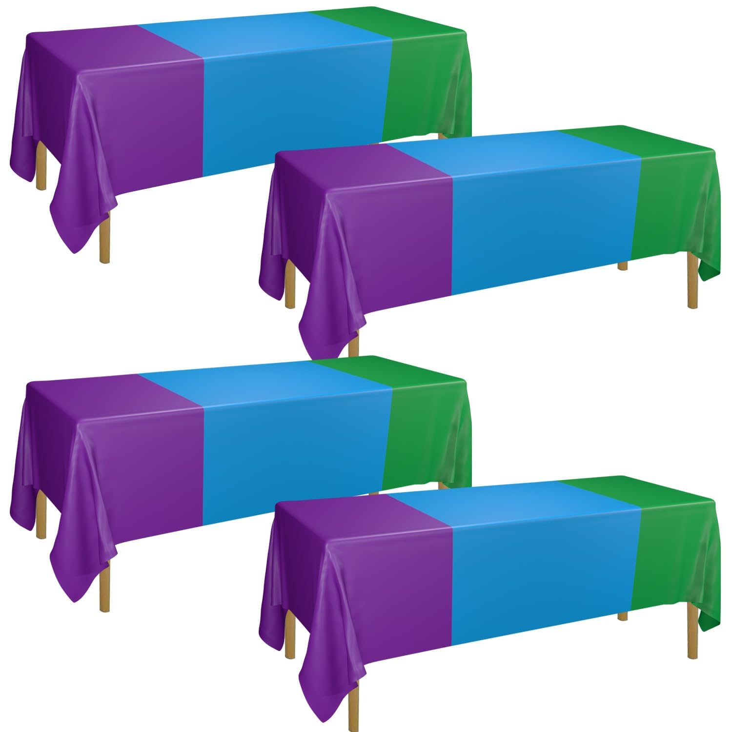 APUXXJUPA 4 Pack Video Game Tablecloths, Green Blue Purple Tablecloth for Kid's Gaming Party Decorations Monster Birthday Supplies, 130 x 220 cm