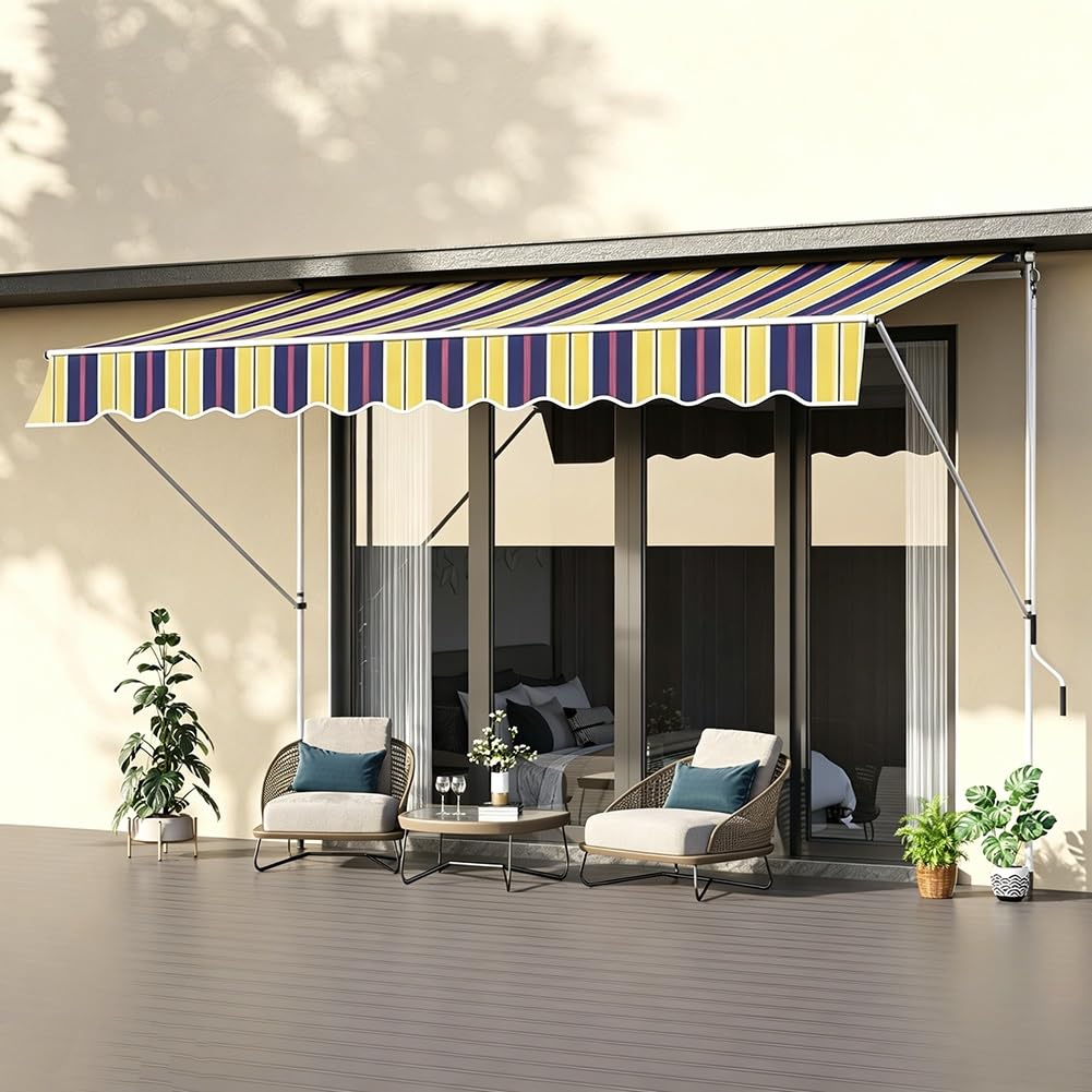 Tessuto Impermeabile di Ricambio per Tende da Sole Retrattili, Copertura Parasole per Patio, Tela a Righe per Finestre e Porte(9.2x6.5ft(280x200cm))
