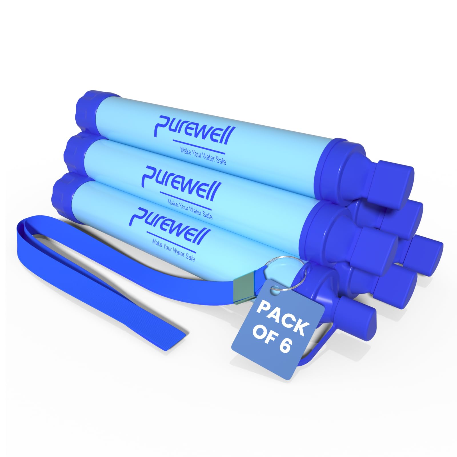 Purewell Outdoor Water Filter Personal Water Filtration Straw Emergency Survival Gear Water Purifier for Camping Hiking Climbing Backpacking