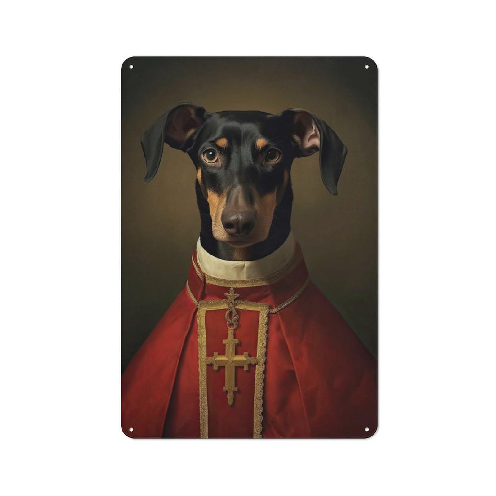 Office Metal Sign with Doberman The Pope Design 30x20cm, Classic Study Room Decor for Office, Study, Studio Or Hallway
