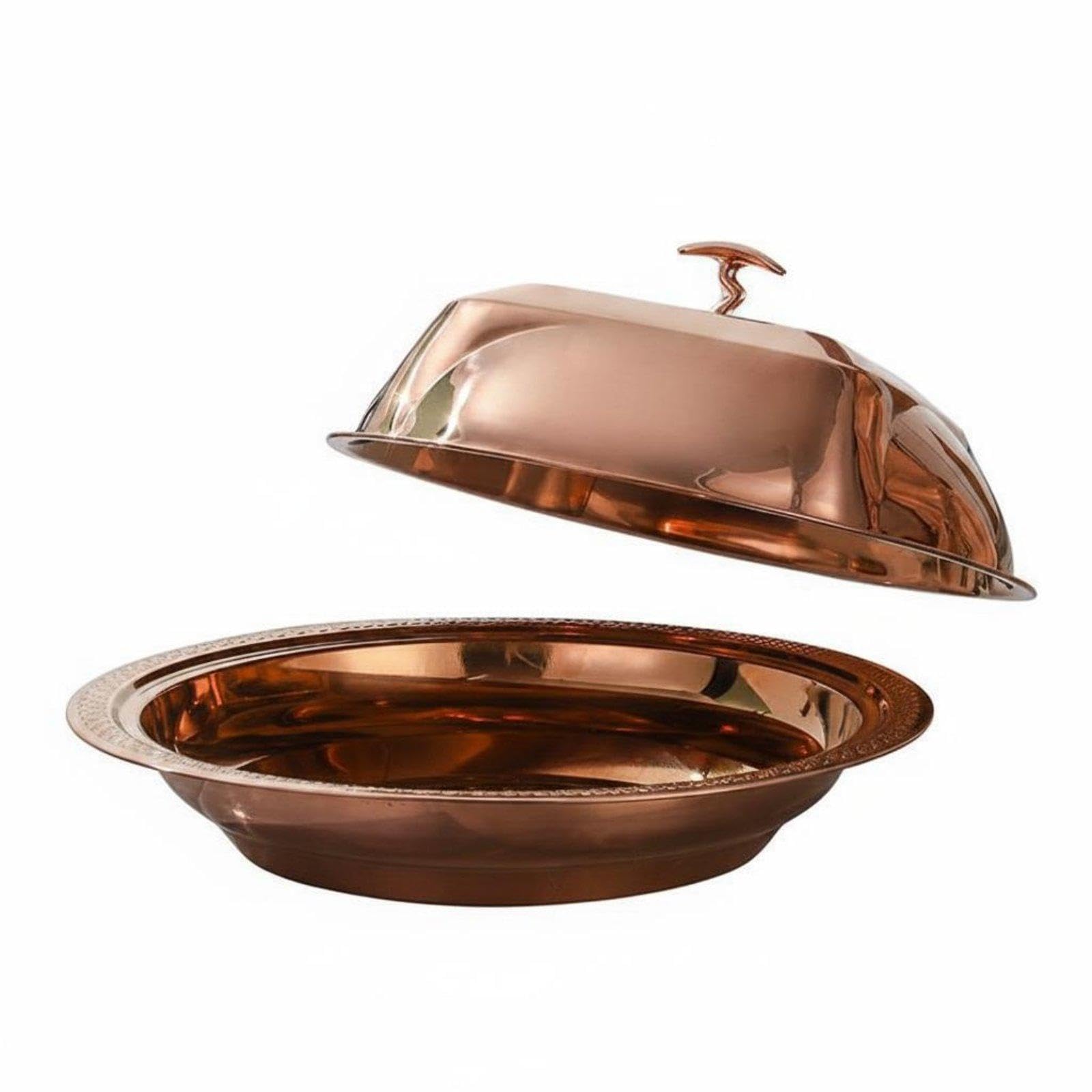 Gold Stainless Steel Food Dome Rust Resistant Food Dome Cover Heat Retaining Round Tray Cover for Restaurant, Buffet, Catering Rose Gold 44CM-image-35