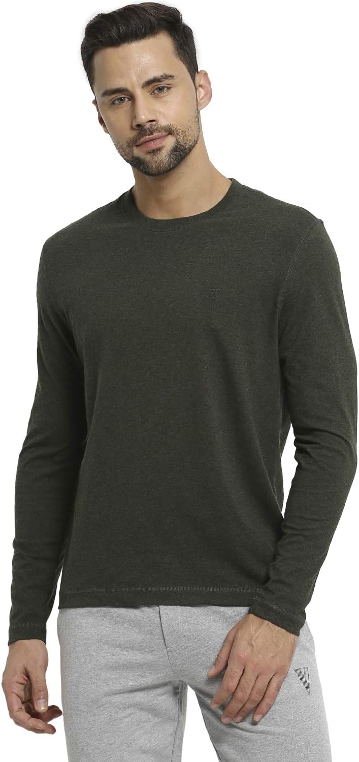 Van HeusenMen Athleisure Regular Fit T-Shirt - Cotton Rich - Crew Neck, Full Sleeve, Soft Handfeel