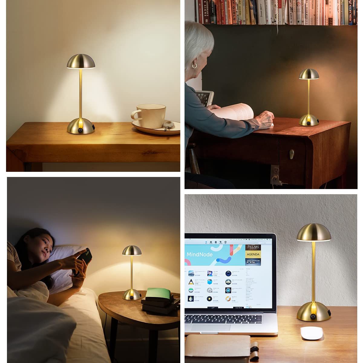 Mini Bedside Lamps with USB Charging Ports for Bedrooms Desk,Touch Switch 3-Way Dimmable Table Lamps for Living Room,Dorm,Home Office Reading (Bulbs Included)