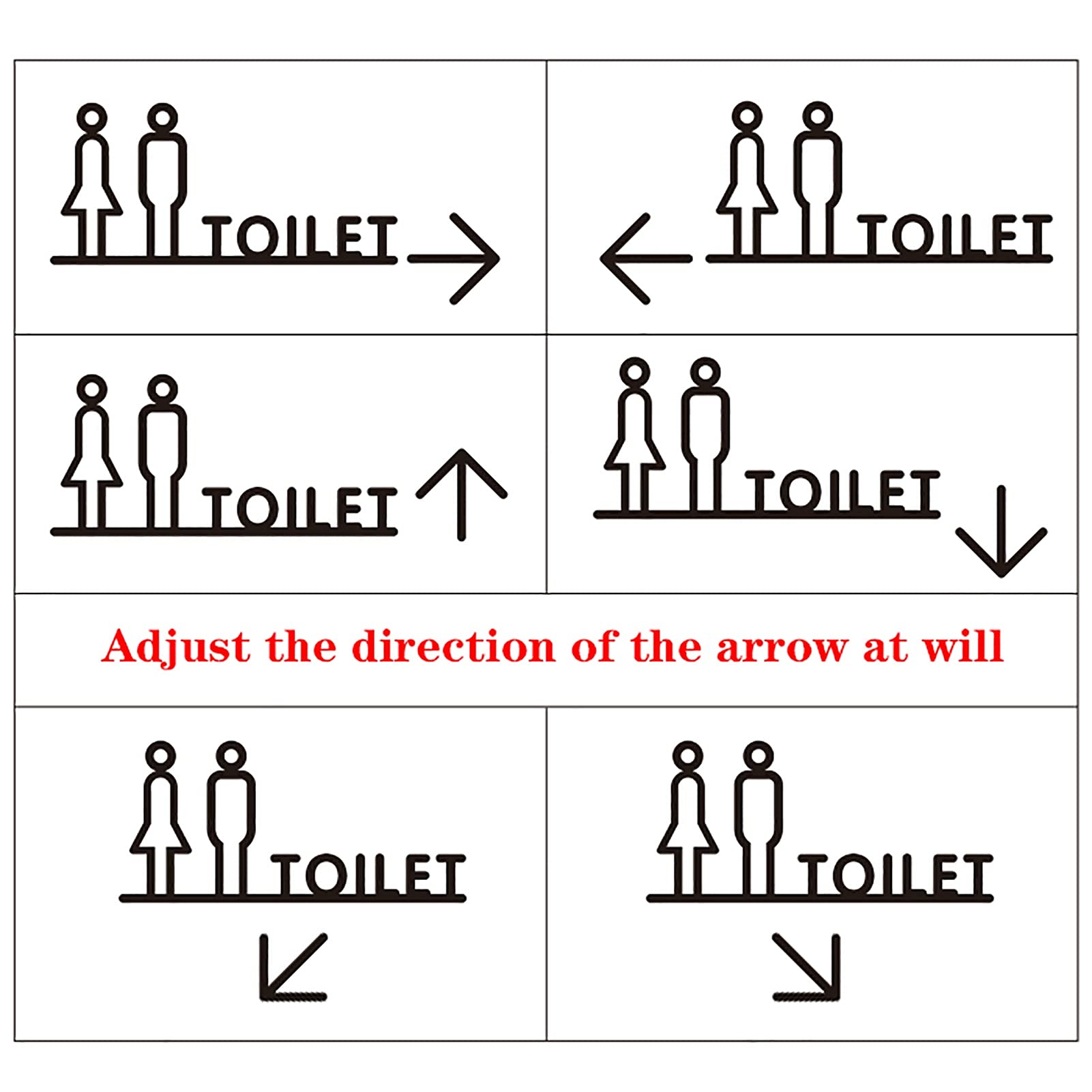 Letrero acrílico para baño, baño, inodoro, autoadhesivo, perfecto para hoteles, restaurantes, cafeterías