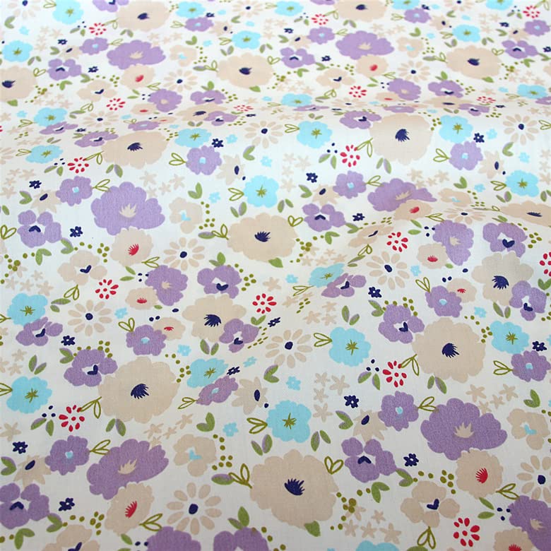 Image of Cotton Fabric DIY Making Supplies Quilting Patchwork Fabric Fat Quarter Bundles DIY for Quilting Cotton Patchwork Cushions (clorful Flowers, 20 inch x 20 inch)