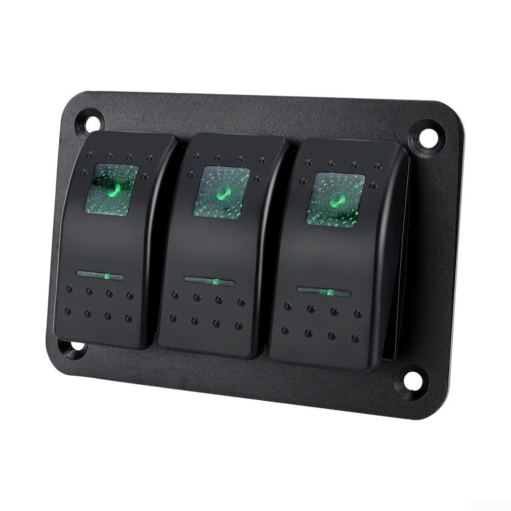 Panel de interruptor basculante de 12 V, pantalla de voltaje de 5 bandas, USB (8 personas)
