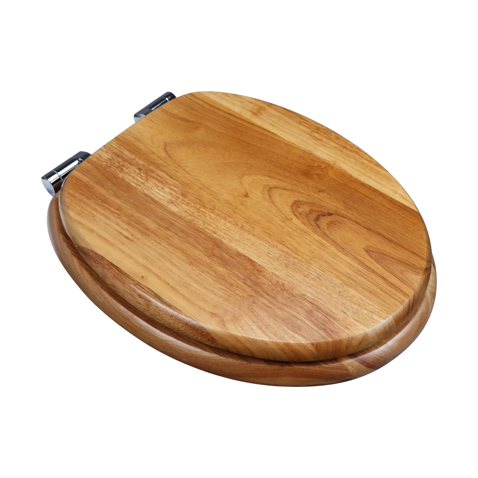 Fanmitrk Natural Solid Wood Toilet Seat-Wooden Toilet Seat,Soft Close with Metal Hinges,Easy to Install Easy to Clean(Oak)