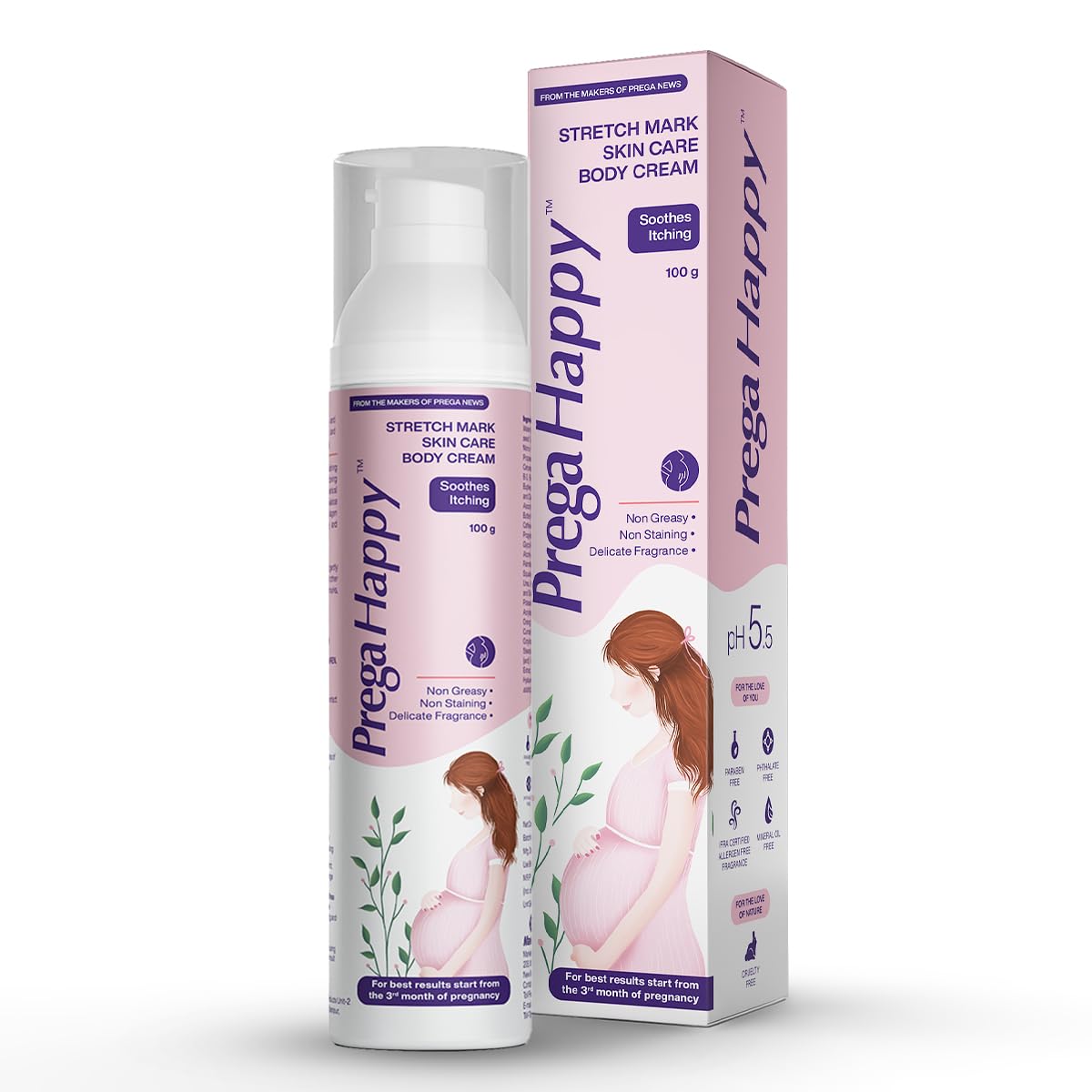 Prega Happy | Stretch Mark Skin Care for Pregnancy (100gm) | Soothes Itching | Non-Greasy | Paraben-Free