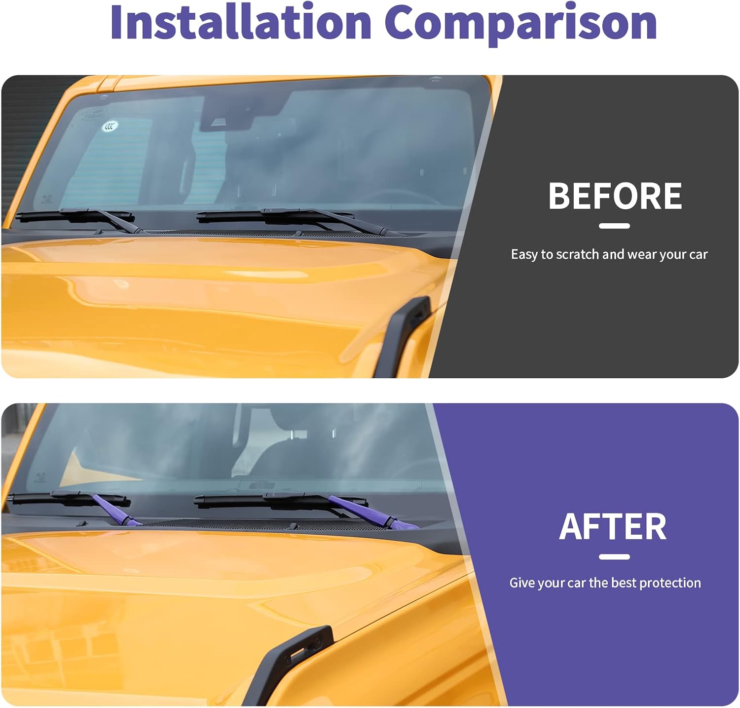 Front Window Windshield Wiper Arm & Blade Decoration Cover Trim Compatible with 2021-2026 Ford Bronco (Purple)